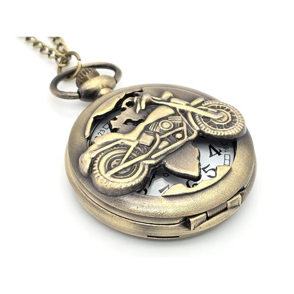 Motorcycle Pocket Watch - Vintage Look Harley Davidson Biker Gift Enthusiast - Picture 5 of 10
